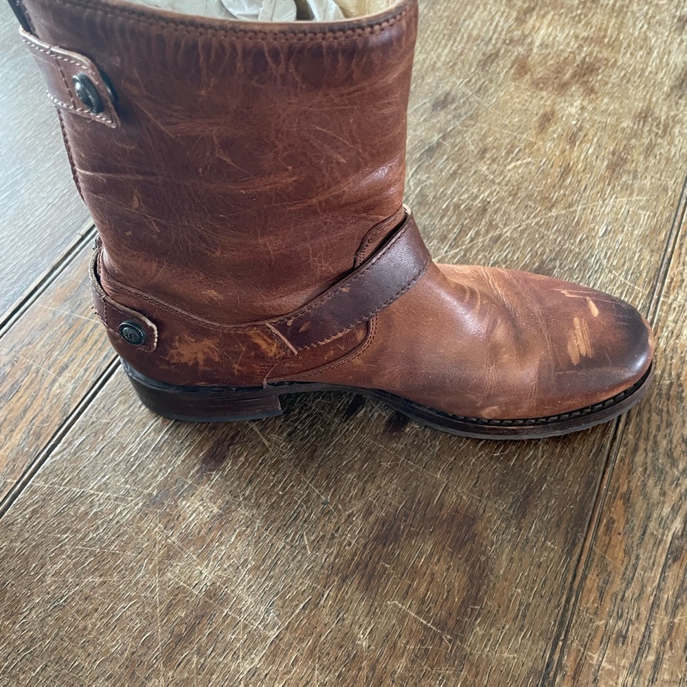 Frye Chestnut Brown Leather Lace-Up Harness Boots - Picture 11 of 14